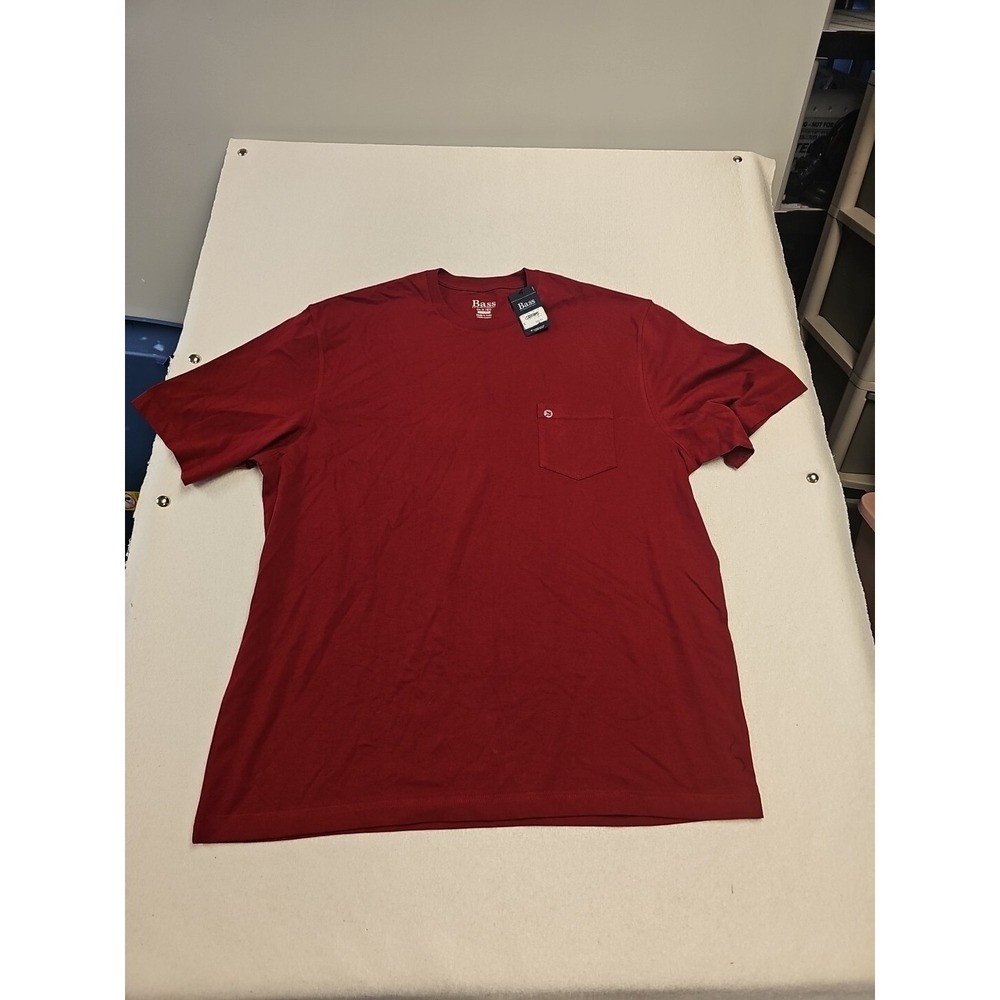 G.H. Bass Men's Pocket Tee Shirt Short Sleeve 100 % CottonRed XL NEW